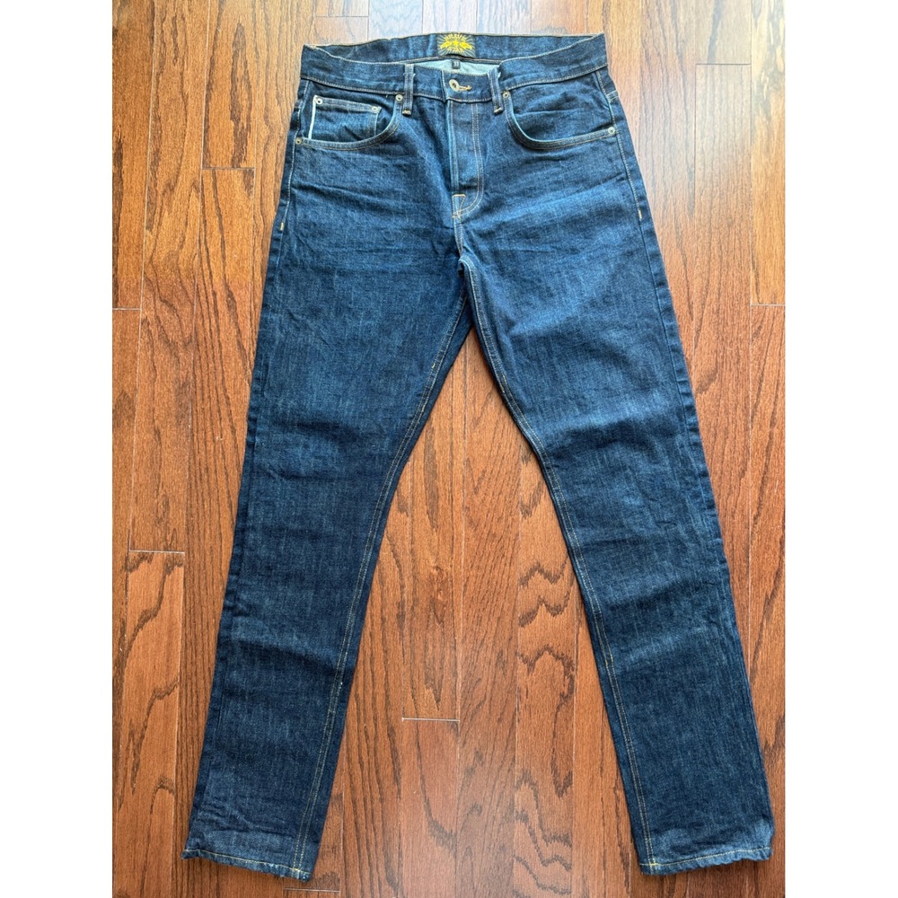 Brave Star Indigo Selvedge Denim Jeans Straight Leg Star Logo Blue Mens 33